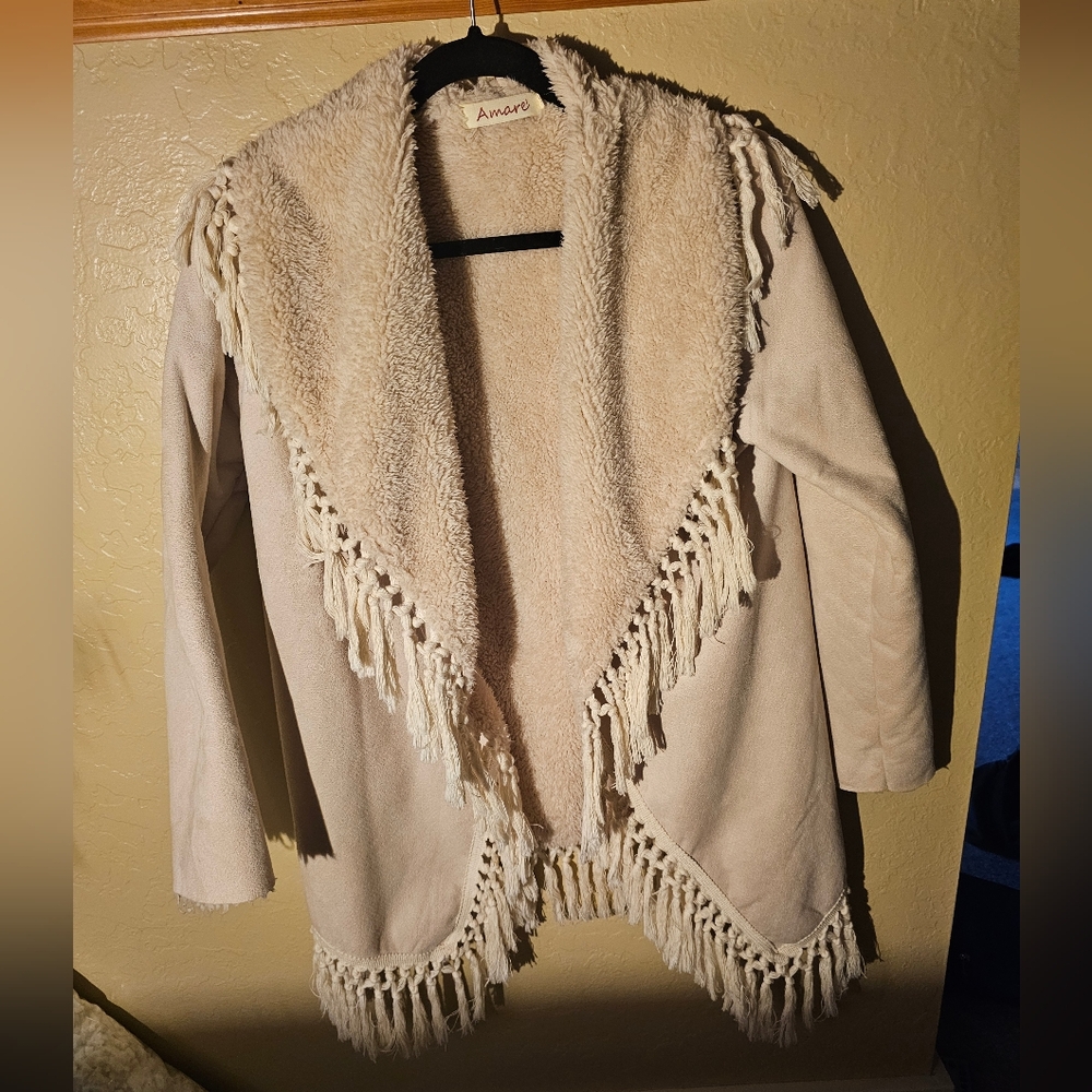 Fringe Cream Coat